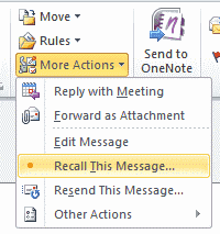 How to recall a message in outlook 2010 mac
